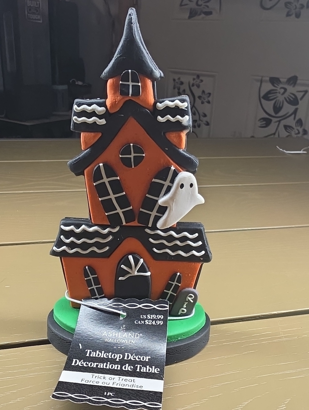 Ashland Orange and Black Halloween Haunted House Tabletop Accent